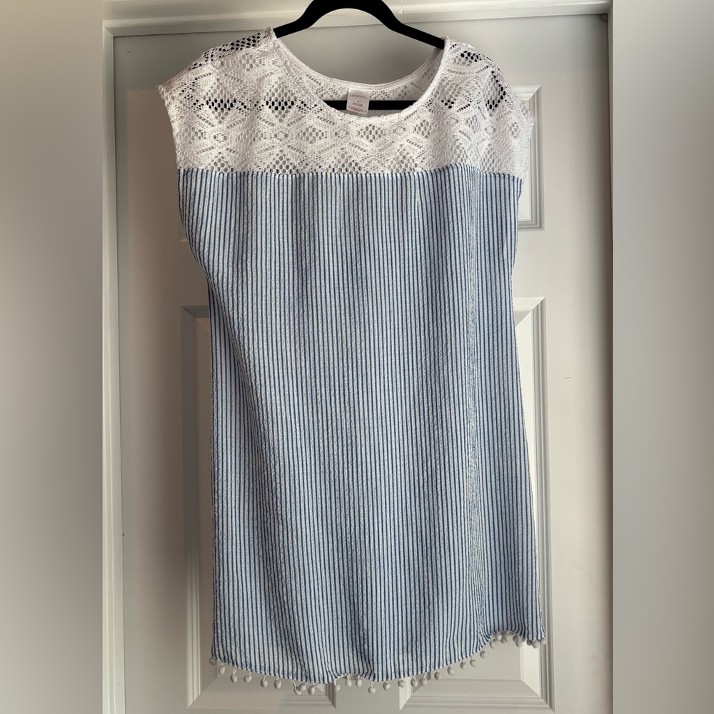 Merona Blue and White Striped Mini Dress with Lace